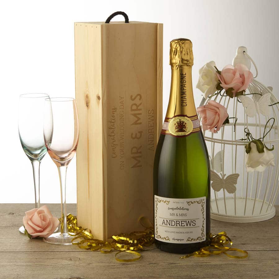 Personalised Wedding Champagne With Wooden Gift Box By Intervino ...