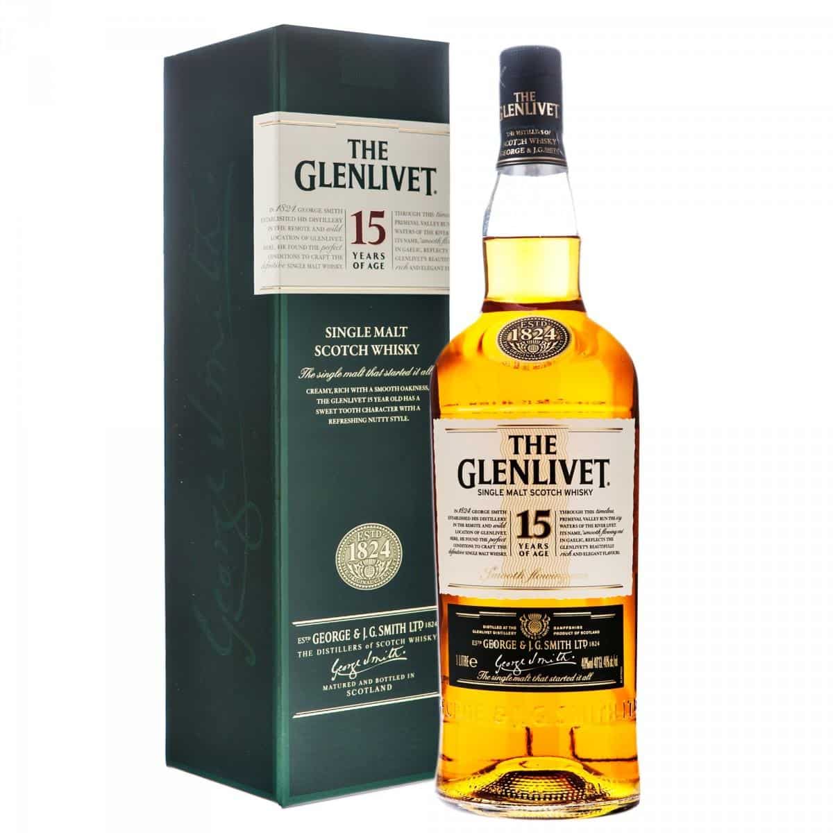The Glenlivet Single Malt Scotch Whisky 15 ans d