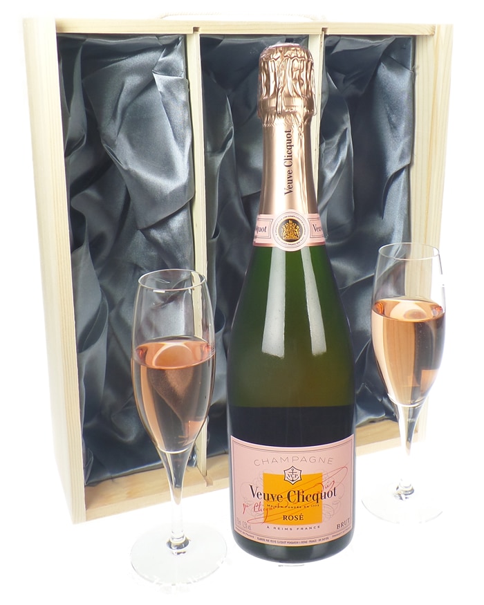 Veuve Clicquot Rose Champagne Gift Set With Flute Glasses